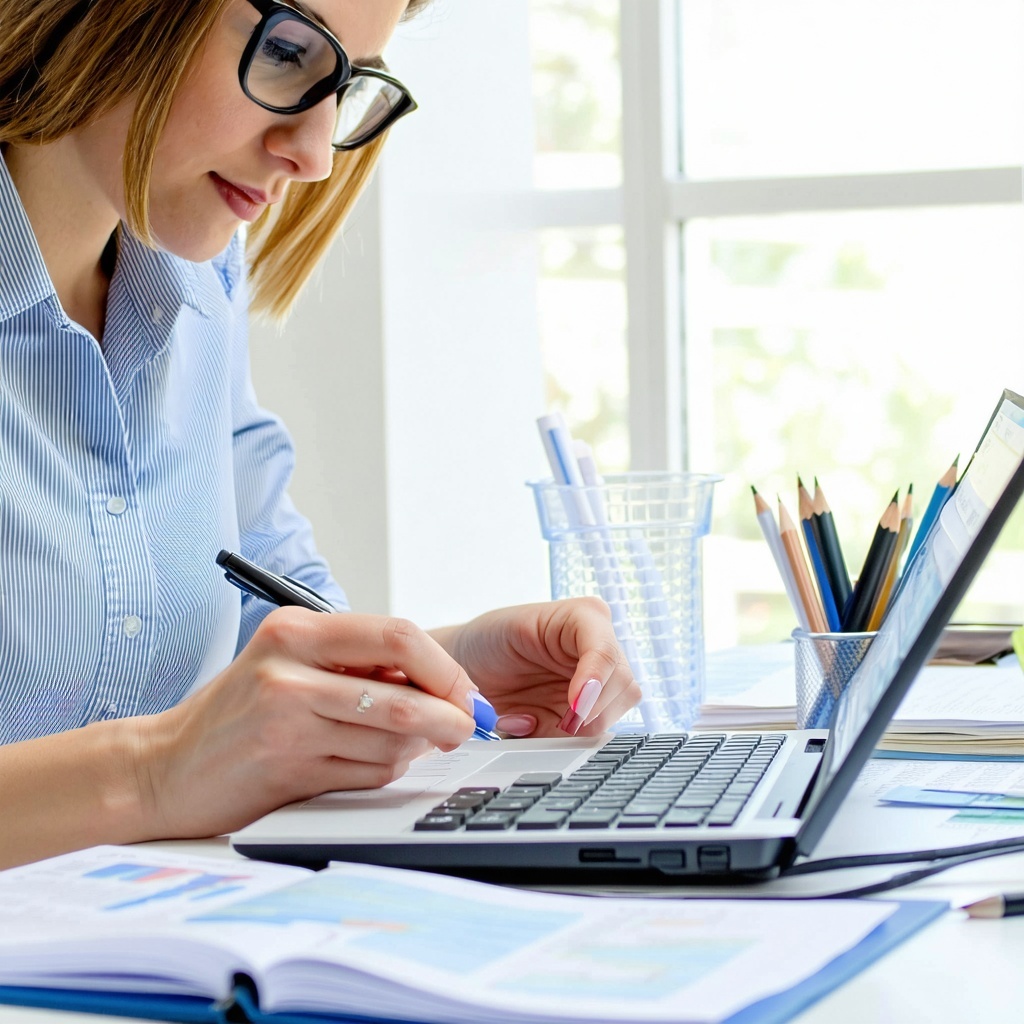 accountant doing monthly bookkeeping and accounting